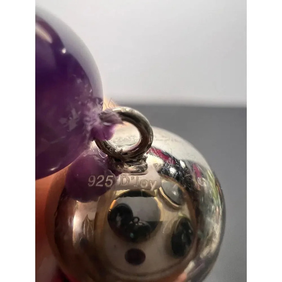 Bi color chevron dream amethyst necklace with sterling silver clasp - Picture 9 of 11